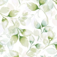 Watercolor Tossed Leaves Green Ivy