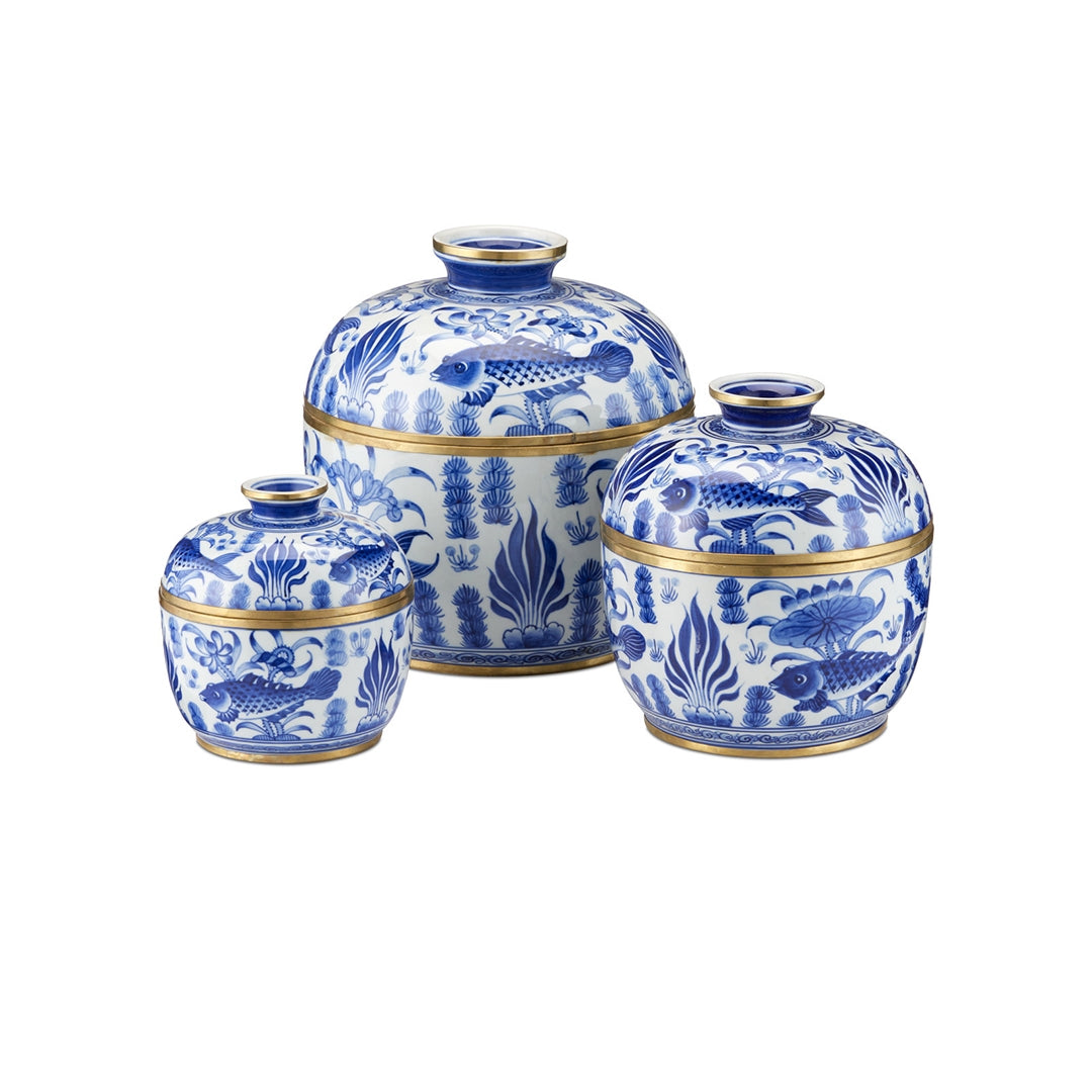 Blue and White Rice Tureen Set of 3