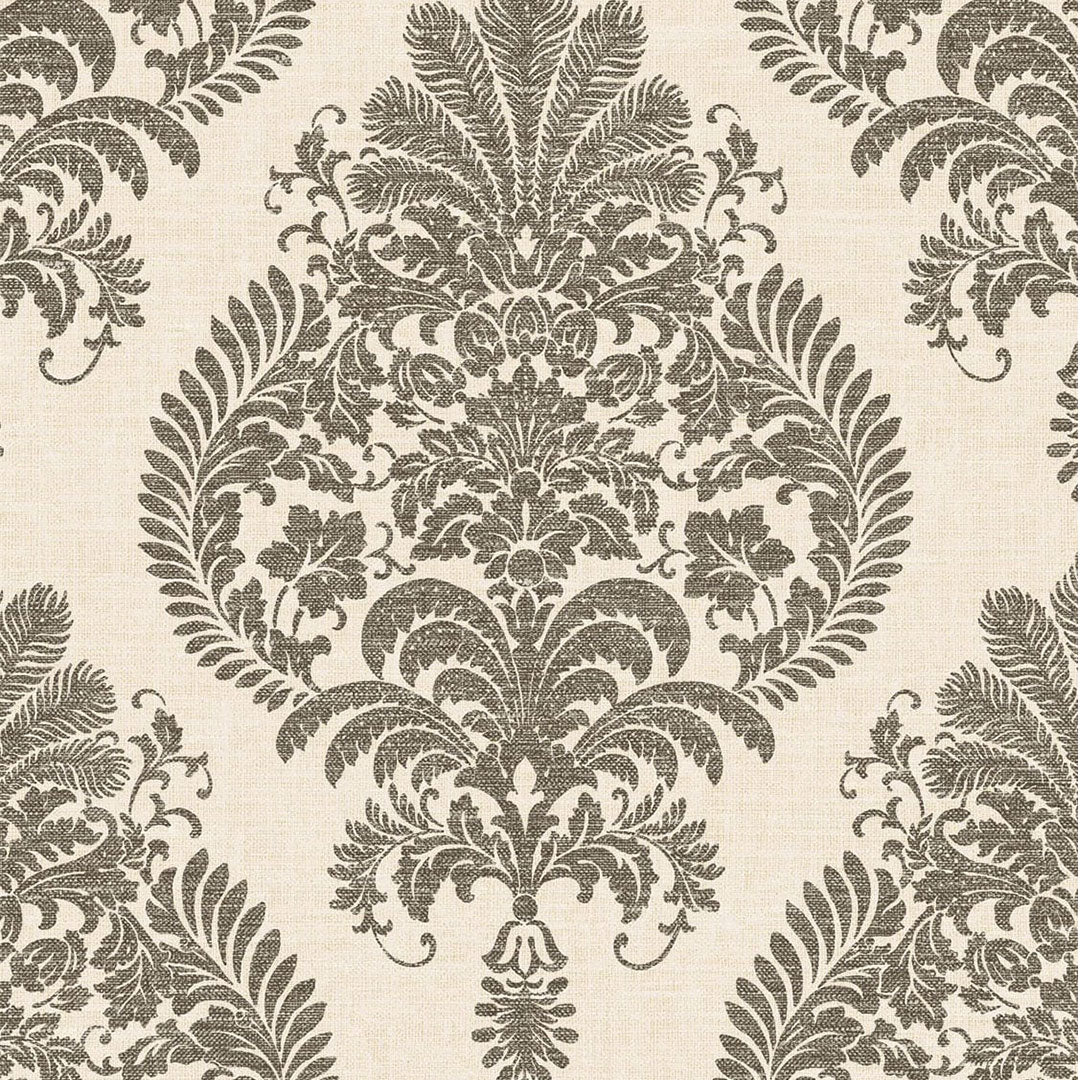 Antigua Damask Charcoal and Ivory