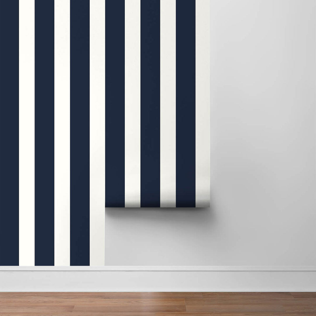 Designer Stripe Midnight Blue and White