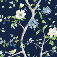 Floral Trail Navy Blue and Spring Green