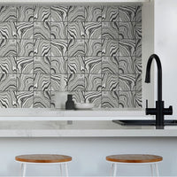 Marbled Tile Ebony and Metallic Silver